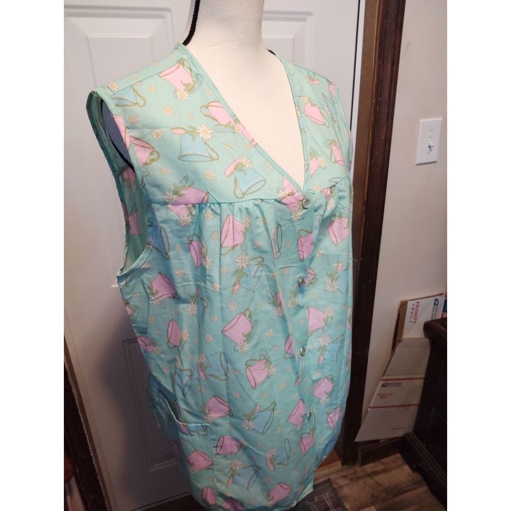 Moon‎ Dance Sleeveless Blouse Green & Pink Women's Size 2XL